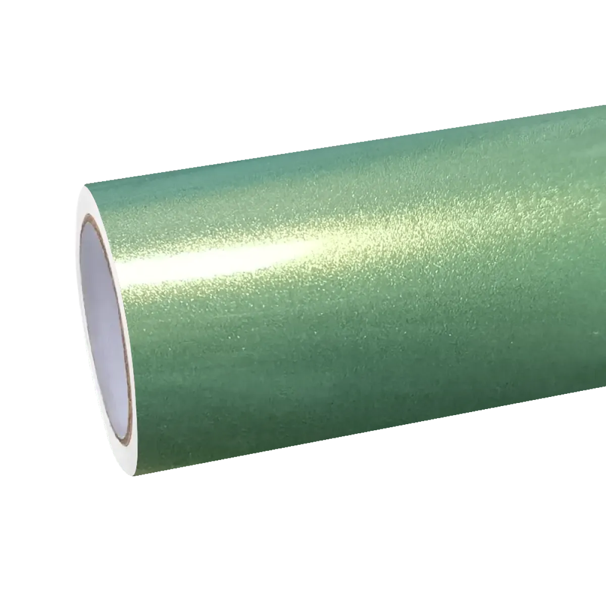 Gloss metallic iridescent emerald green vinyl wrap on a vehicle
