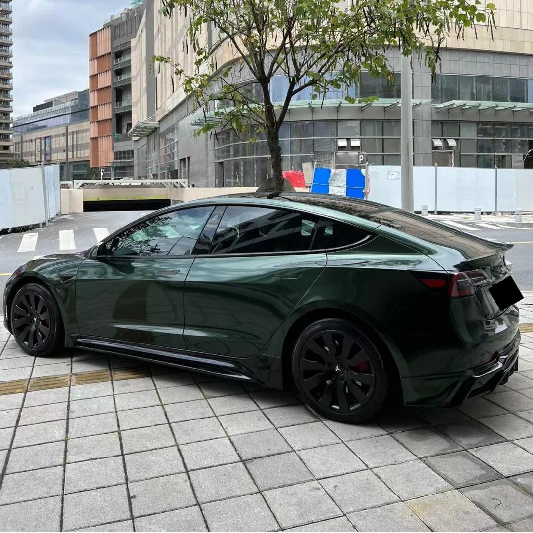 Glossy Paint Metalic Midnight Green Car Vinyl Wrap PET