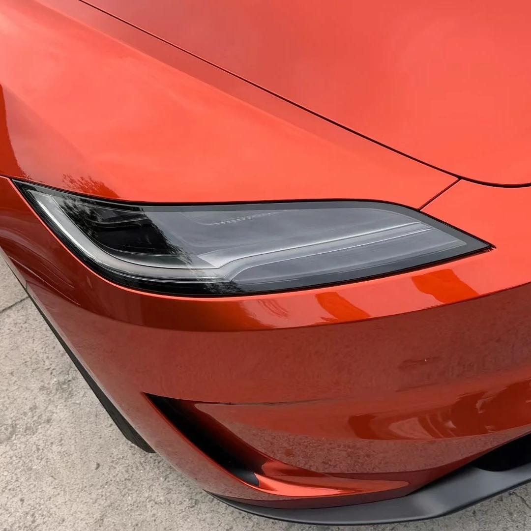 Gloss Metallic Paint Orange Car Vinyl Wrap PET