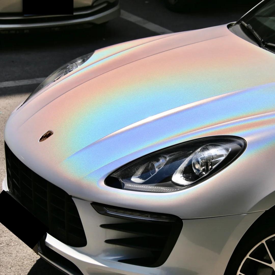 Gloss Metallic Rainbow Laser White Car Vinyl Wrap