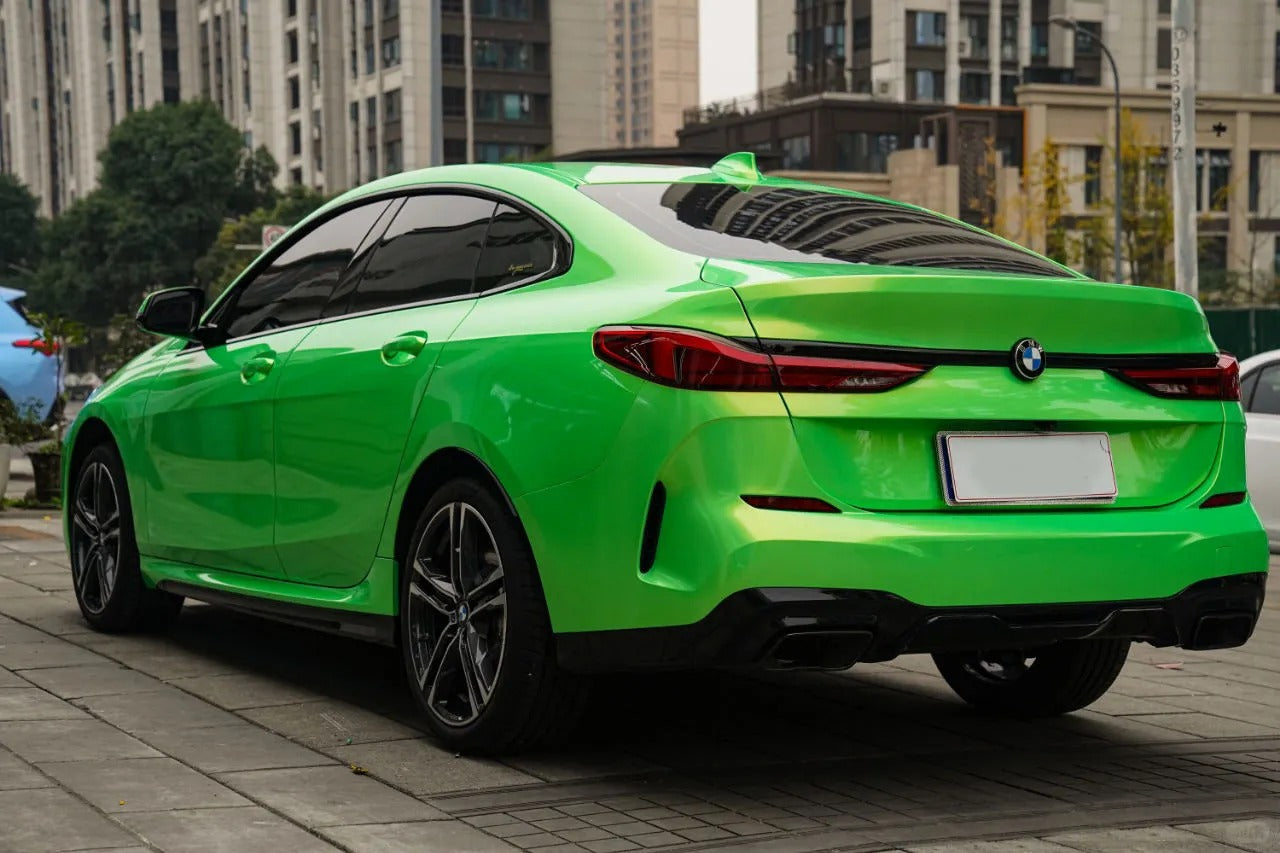 Gloss Metallic Gold Green Car Vinyl Wrap PET