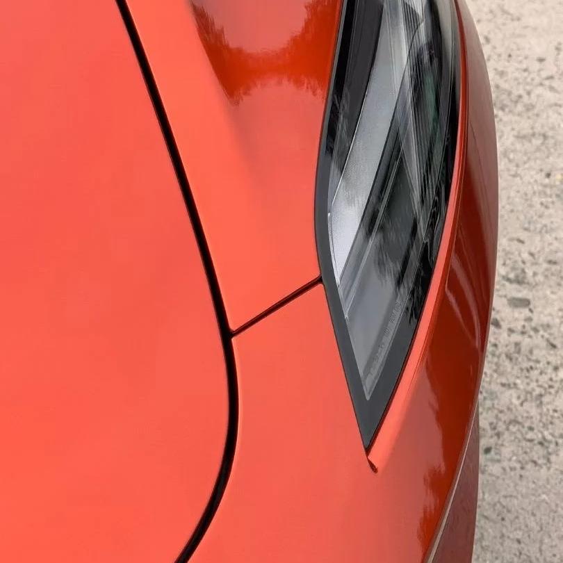 Gloss Metallic Paint Orange Car Vinyl Wrap PET