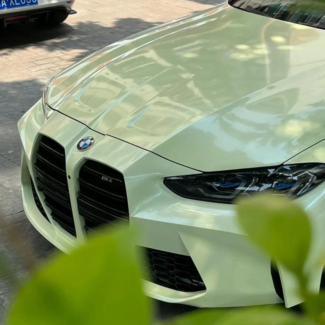 Gloss Chanel Yellow Car Vinyl Wrap BMW PET