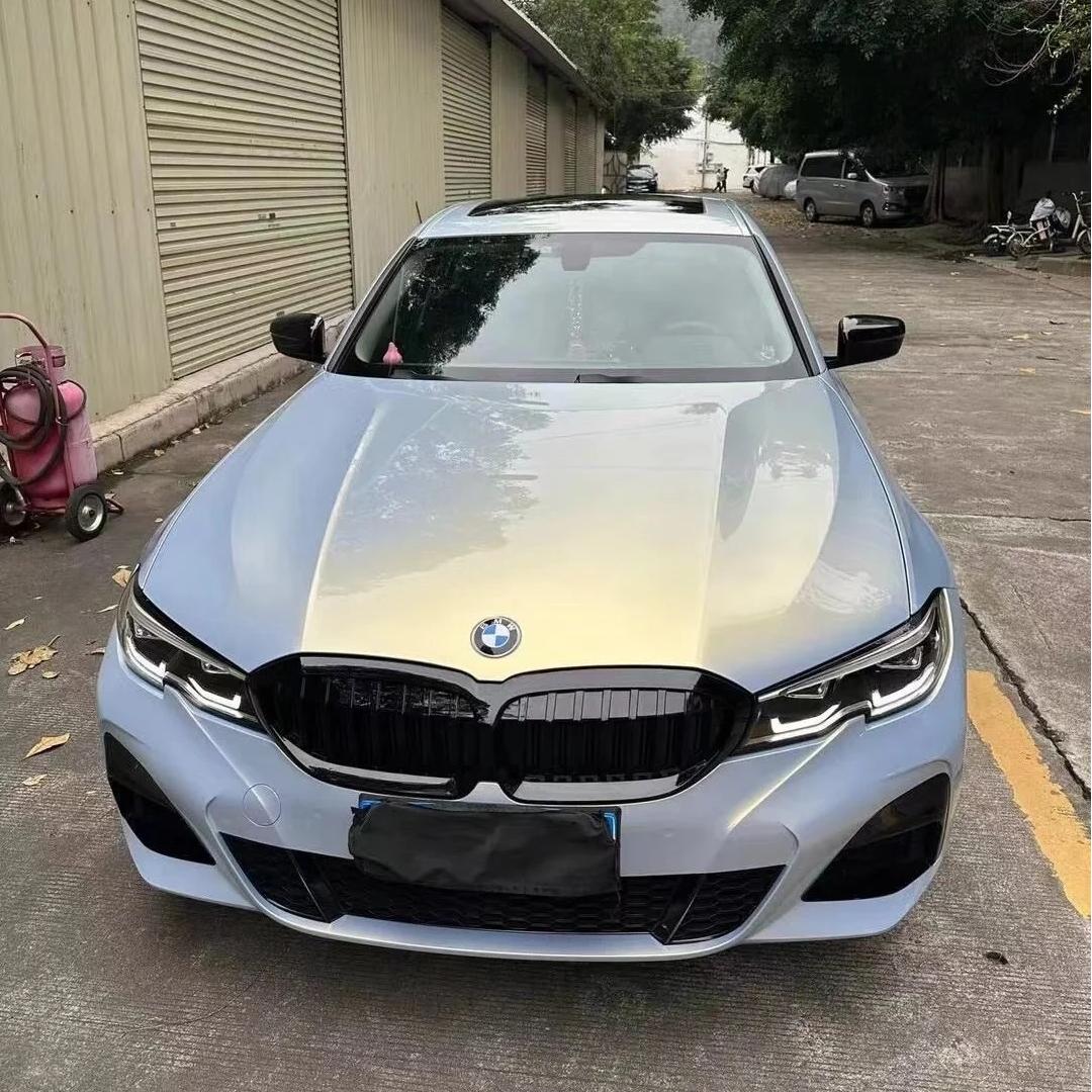 Gloss Metallic Chameleon Blue Gold Car Vinyl Wrap