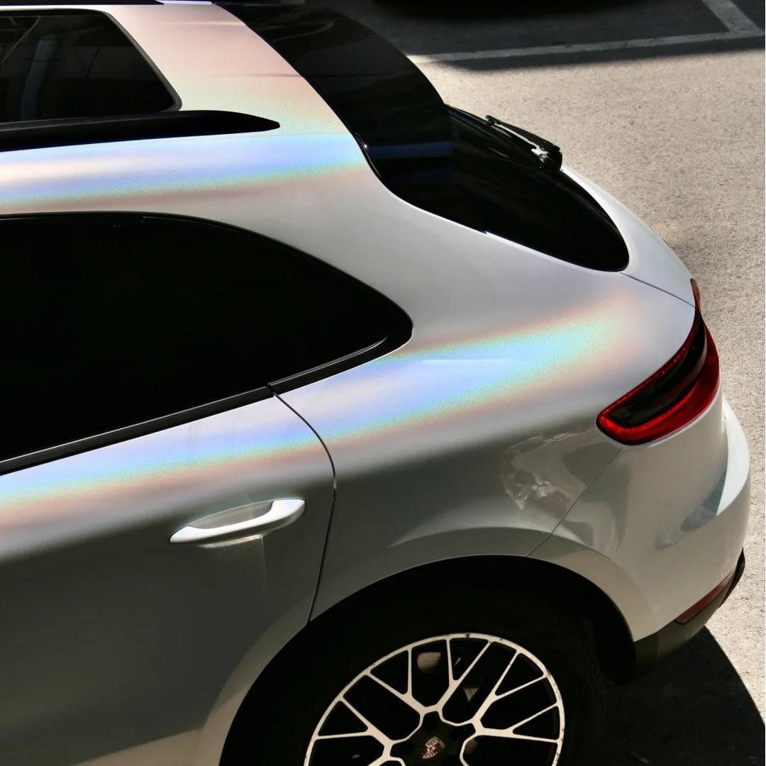 Gloss Metallic Rainbow Laser White Car Vinyl Wrap