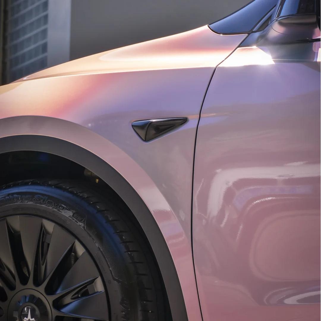 Glossy Twin Candy Grey Red Color Fliper Car Vinyl Wrap