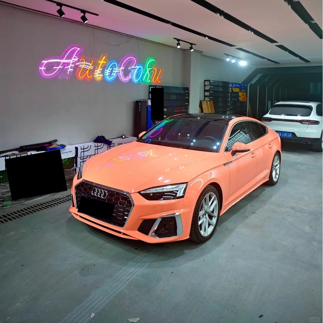 Gloss Salmon Pink Car Vinyl Wrap