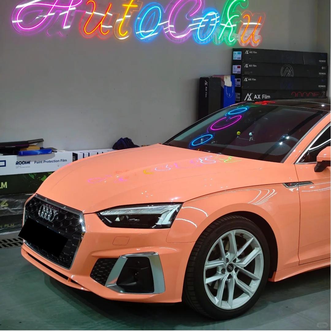 Gloss Salmon Pink Car Vinyl Wrap