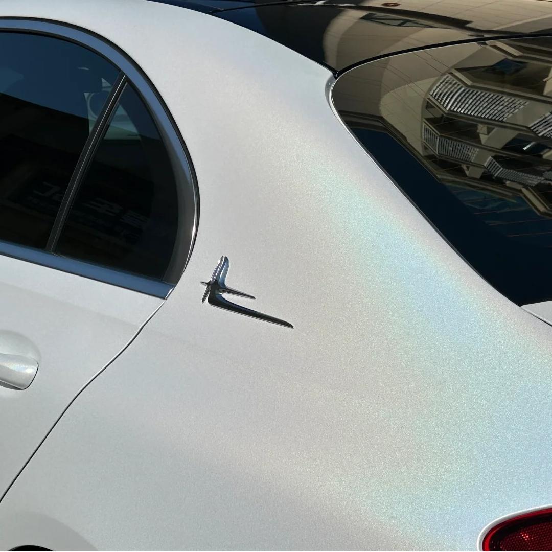 Matte Metallic Rainbow Laser White Car Vinyl Wrap PET