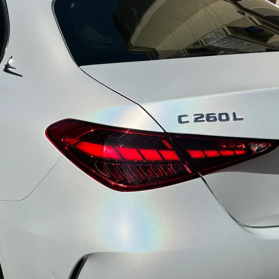 Matte Metallic Rainbow Laser White Car Vinyl Wrap PET