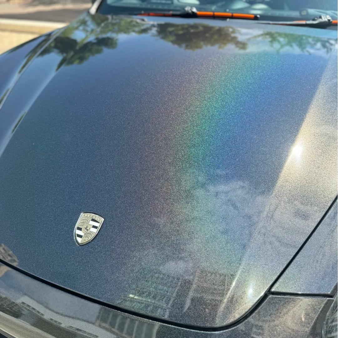 Gloss Metallic Rainbow Laser Black Car Vinyl Wrap PET