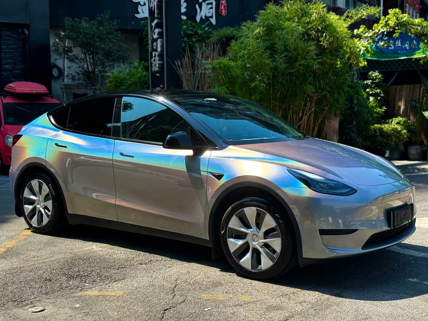 Gloss Metallic Rainbow Holographic Silver Car Vinyl Wrap PET