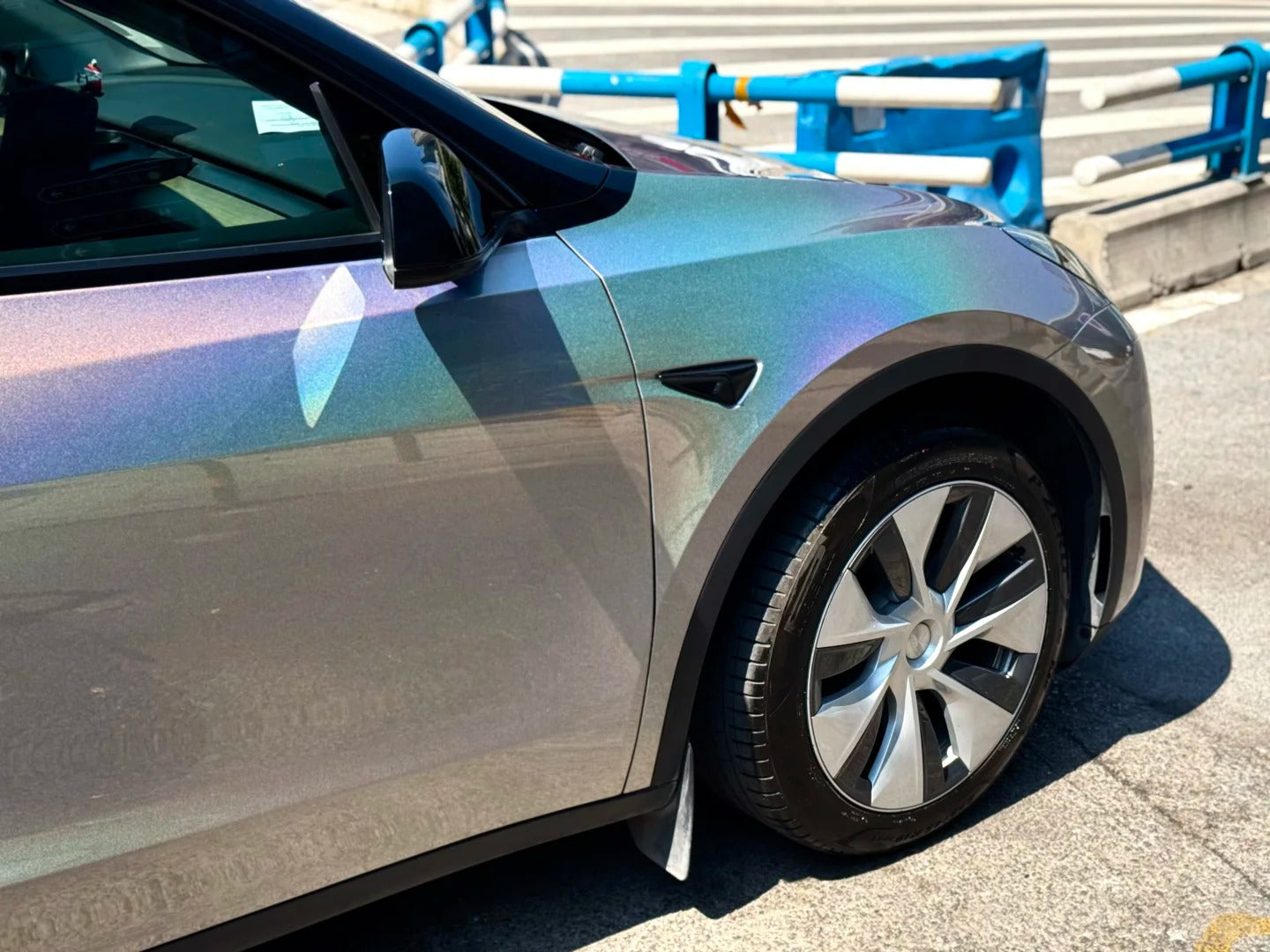 Gloss Metallic Rainbow Holographic Silver Car Vinyl Wrap PET