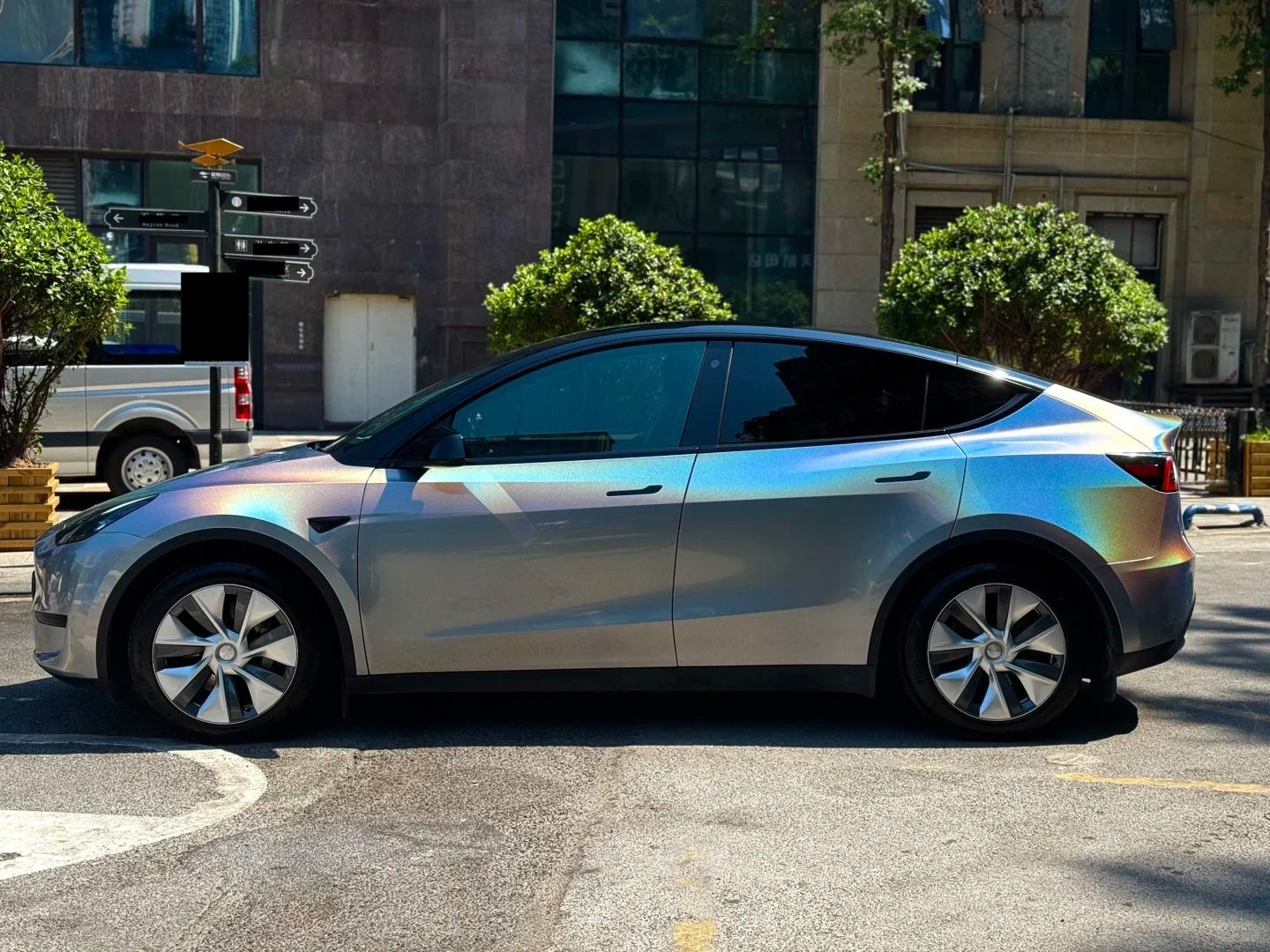 Gloss Metallic Rainbow Holographic Silver Car Vinyl Wrap PET