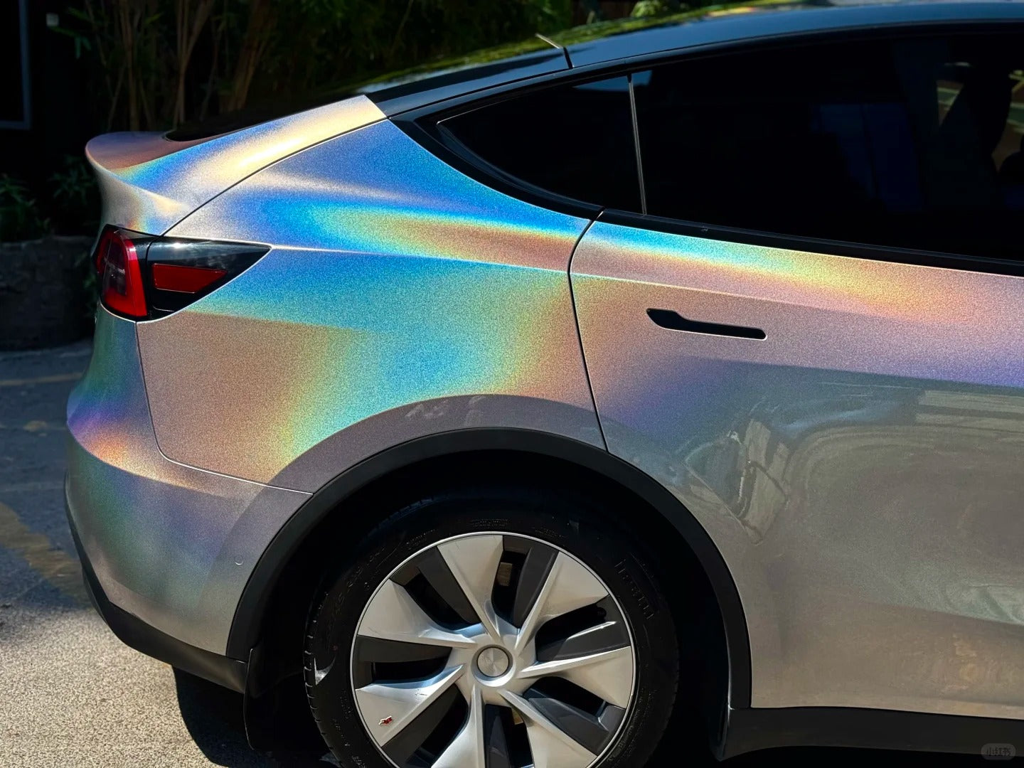 Gloss Metallic Rainbow Holographic Silver Car Vinyl Wrap PET