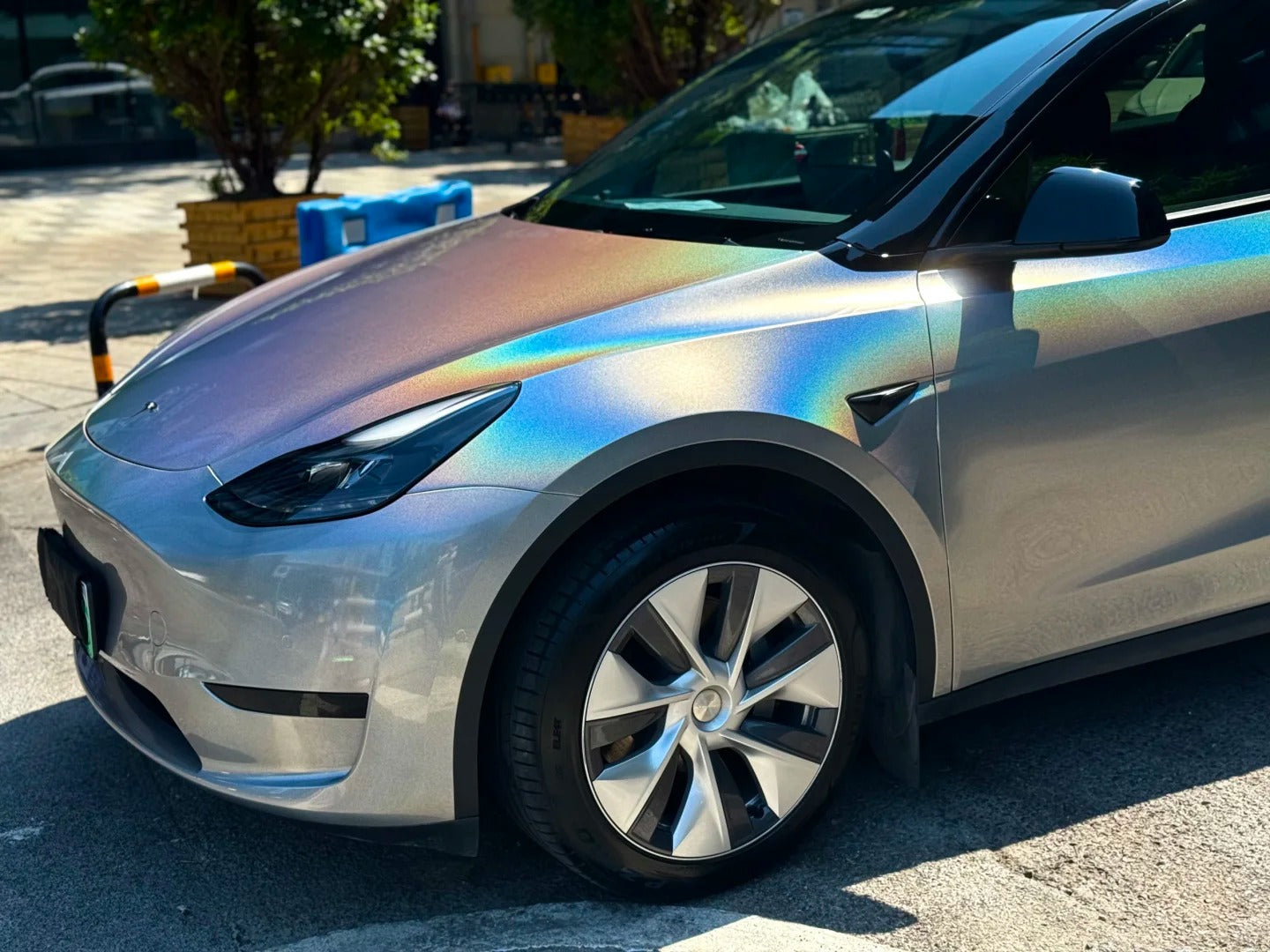Gloss Metallic Rainbow Holographic Silver Car Vinyl Wrap PET