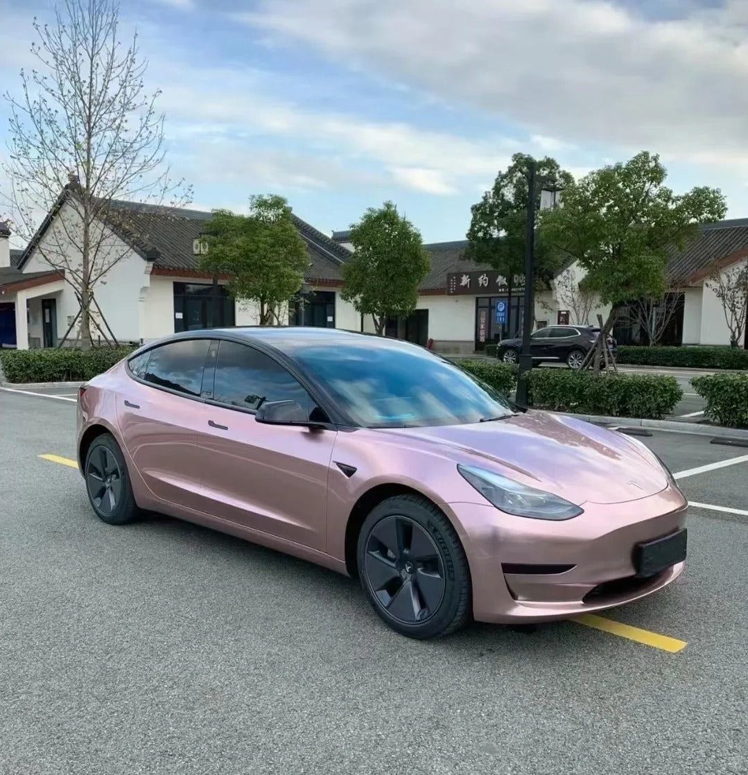 Gloss Metallic Frozen Berry Pink Car Vinyl Wrap PET