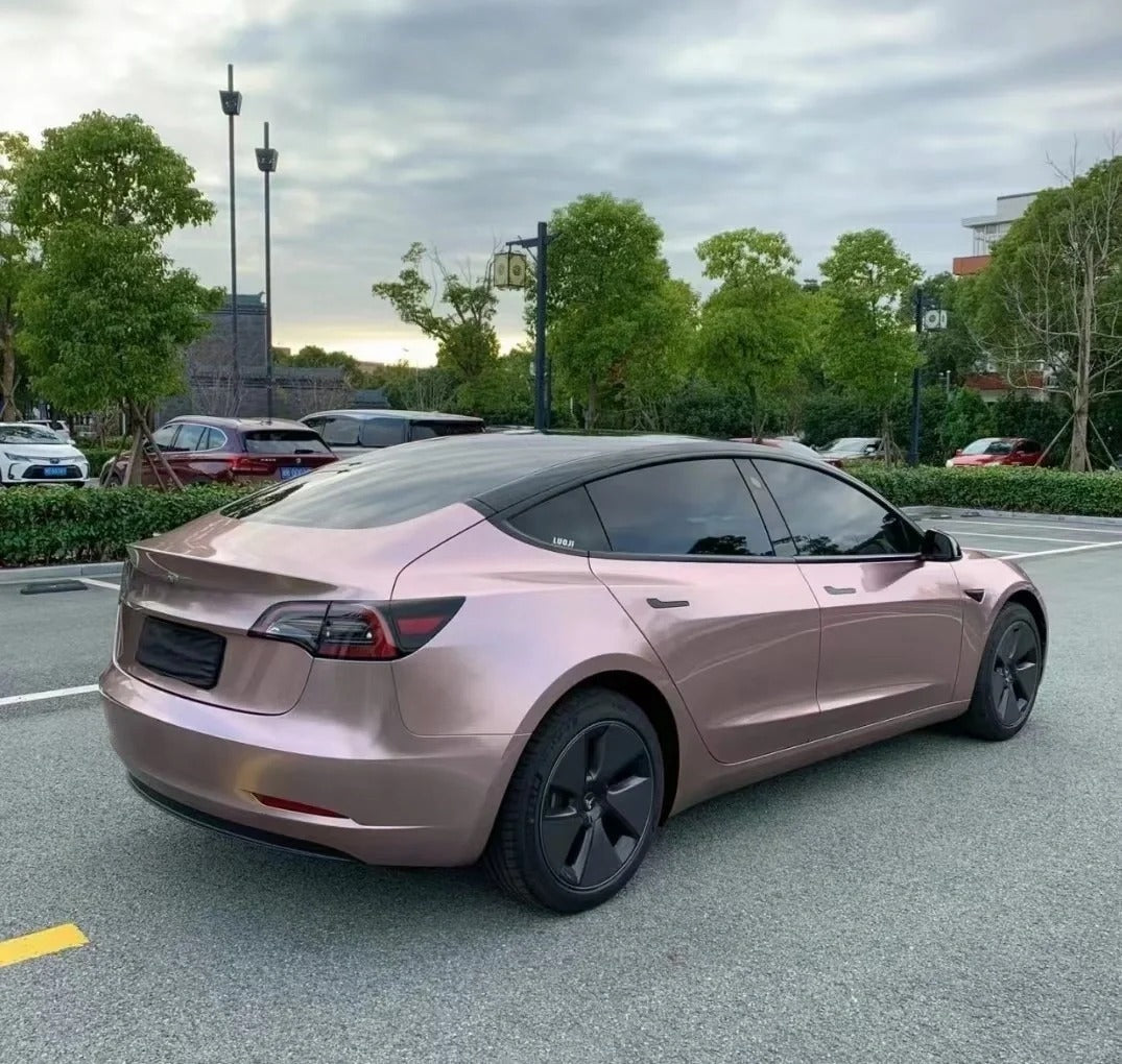 Gloss Metallic Frozen Berry Pink Car Vinyl Wrap PET
