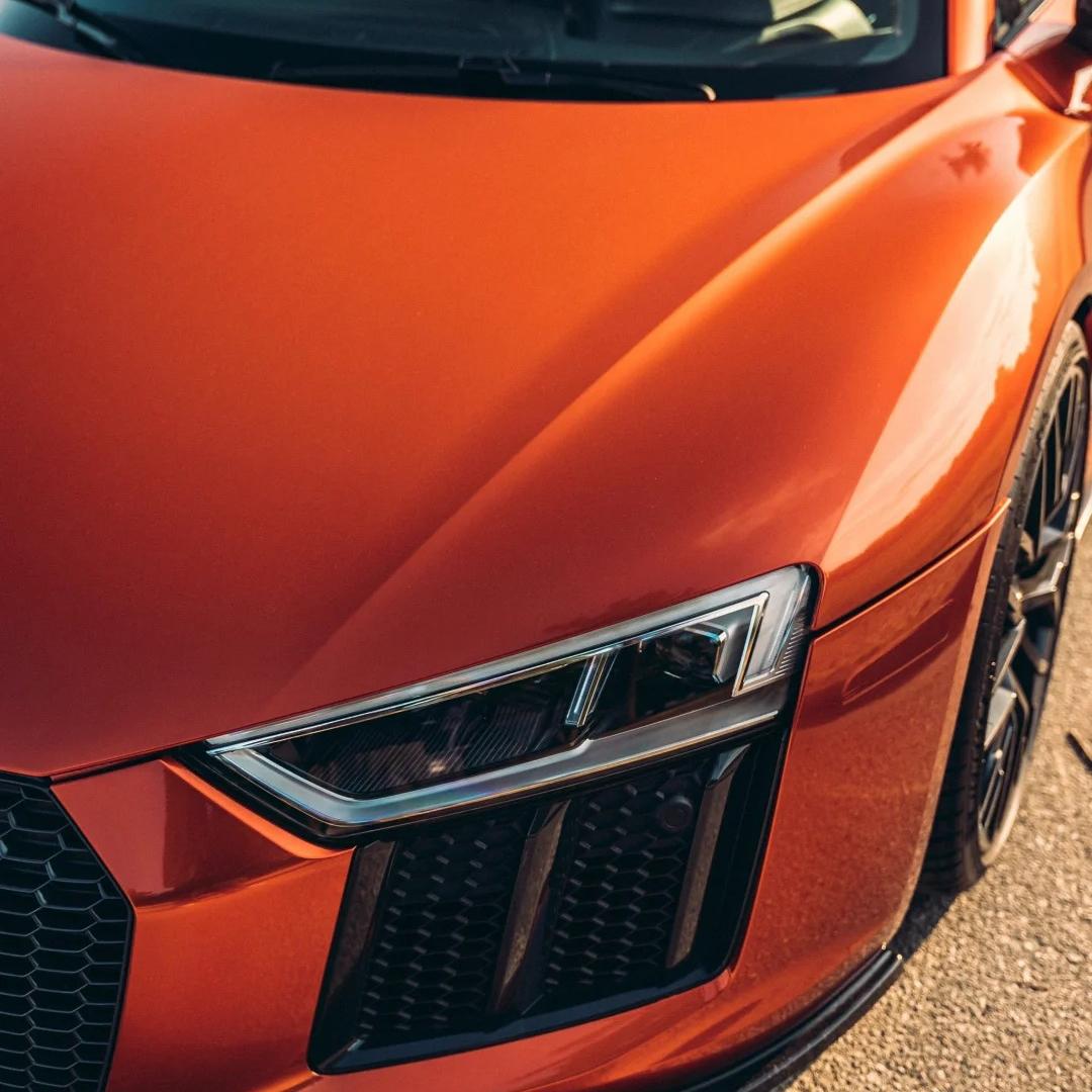 Gloss Metallic Paint Orange Car Vinyl Wrap PET