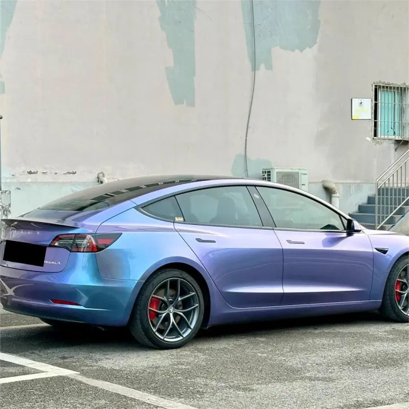 Gloss Metallic Chameleon Grey Purple Car Vinyl Wrap PET