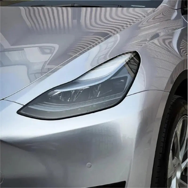 Gloss Metallic Fleuret Silver Car Vinyl Wrap PET