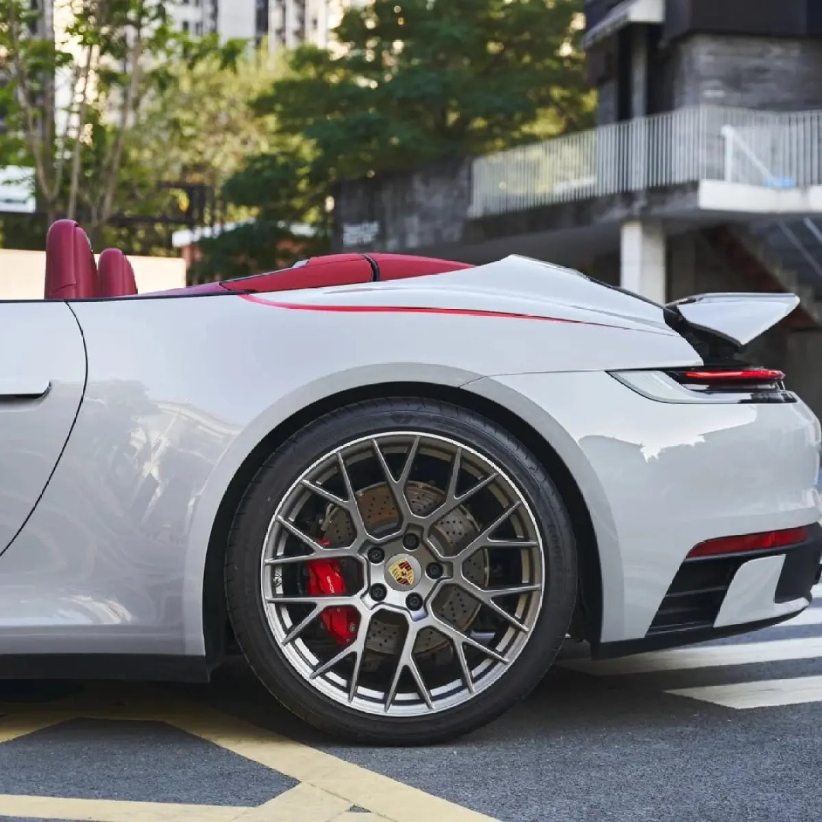 Gloss Porsche Grey Car Vinyl Wrap
