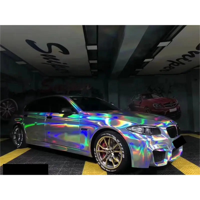 Gloss Silver Holographic Chrome Laser Car Vinyl Wrap PET