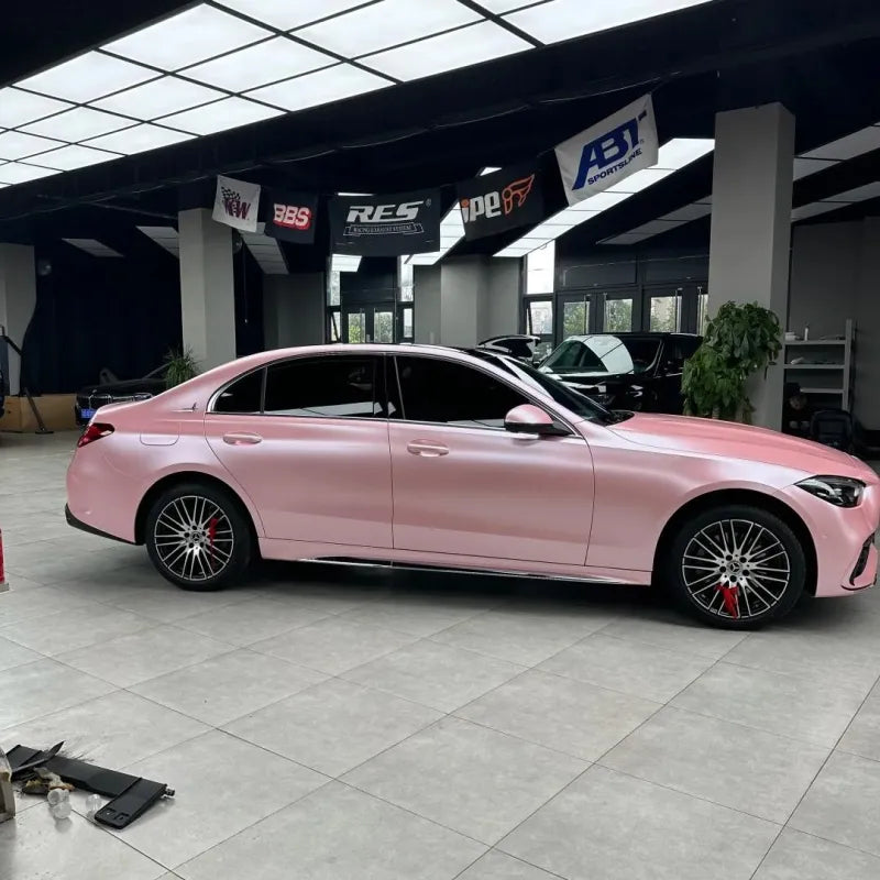 Matte Metallic Pearl Pink Car Vinyl Wrap PET