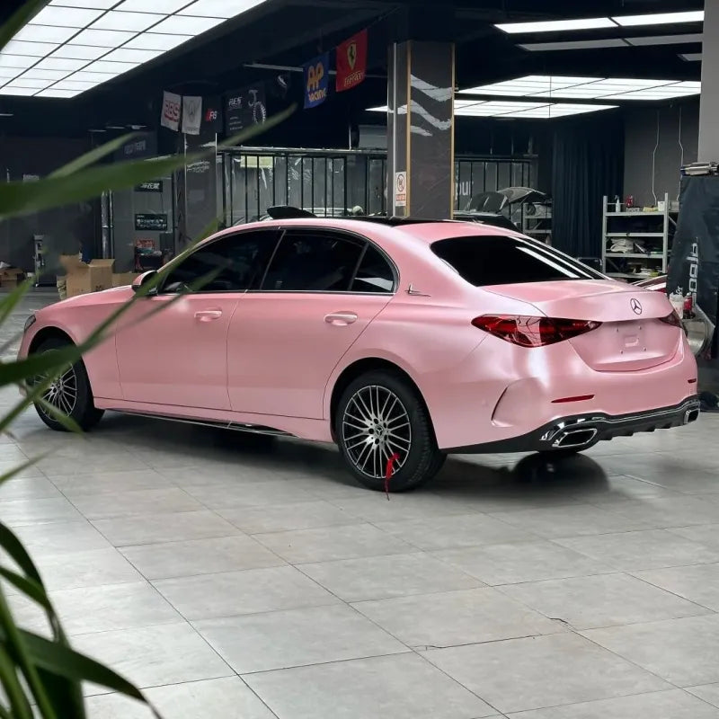 Matte Metallic Pearl Pink Car Vinyl Wrap PET