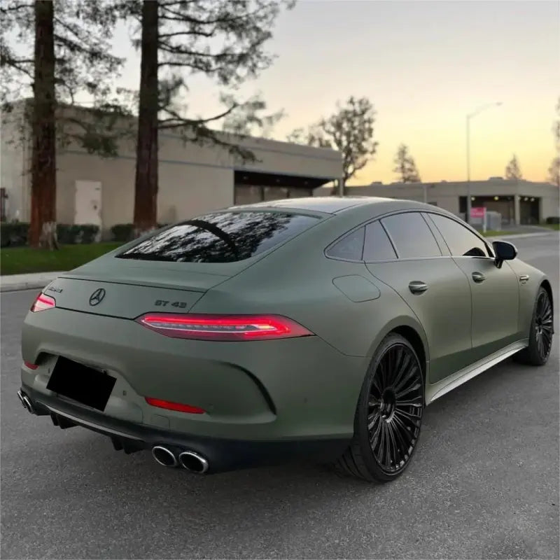 Matte Satin Khaki Dark Green Car Vinyl Wrap | Ultimate Flat Khaki Green Car Wrap PET