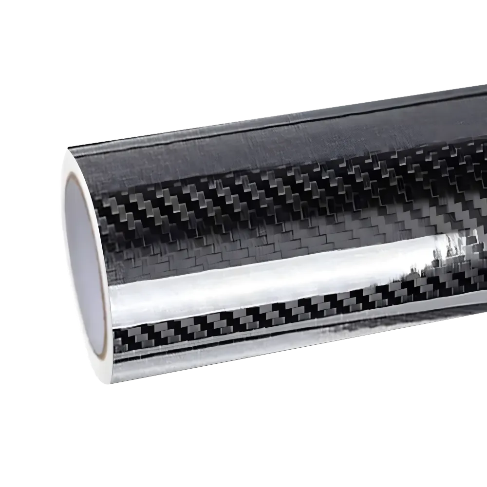 4D gloss carbon fiber vinyl showing the directional weave pattern