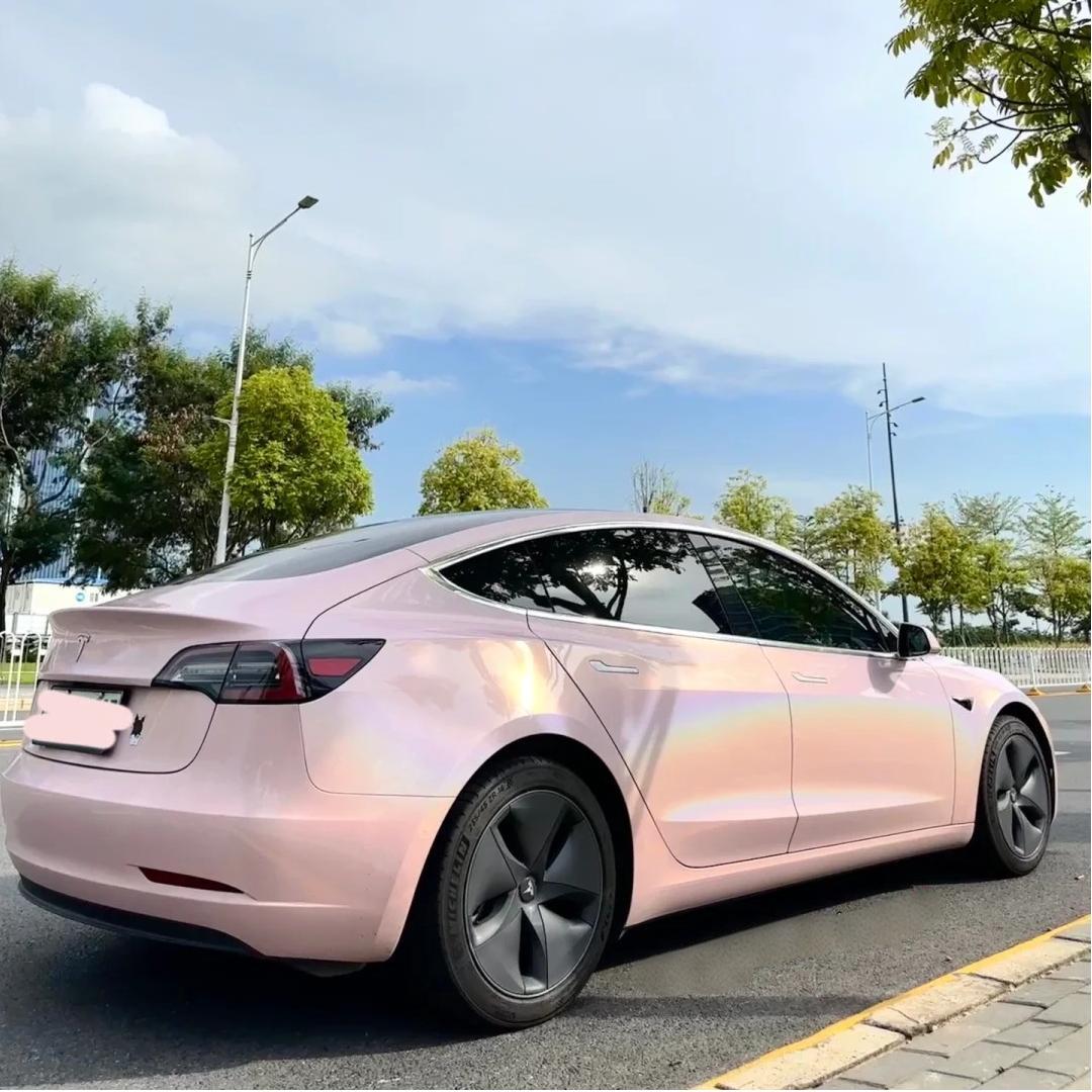 Gloss Metallic Rainbow Laser Light Pink Car Vinyl Wrap