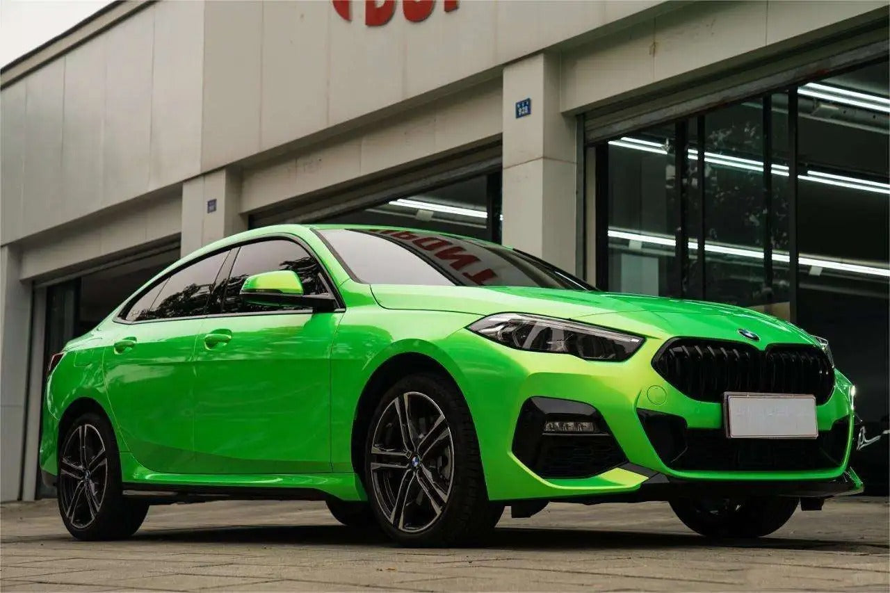 Gloss Metallic Gold Green Car Vinyl Wrap PET