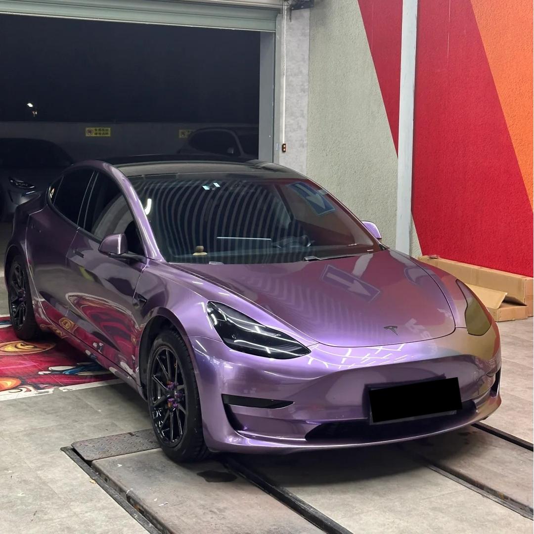 Gloss Liquid Russet Purple Car Vinyl Wrap PET