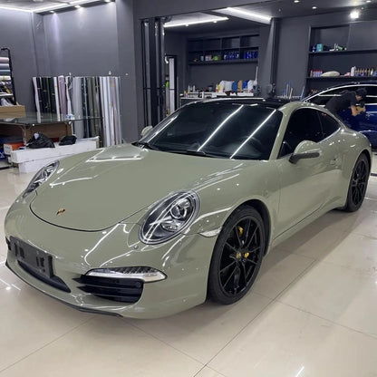 Super Glossy Khaki Green Car Vinyl Wrap PET