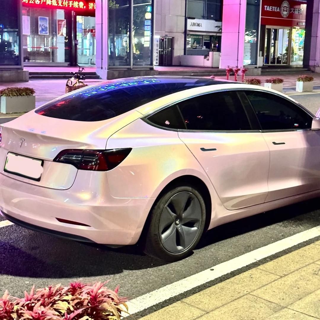 Gloss Metallic Rainbow Laser Light Pink Car Vinyl Wrap