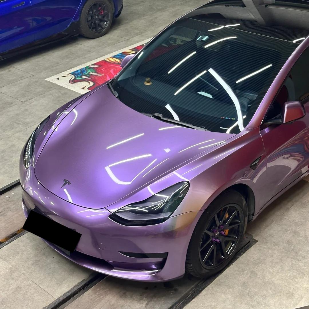Gloss Liquid Russet Purple Car Vinyl Wrap PET