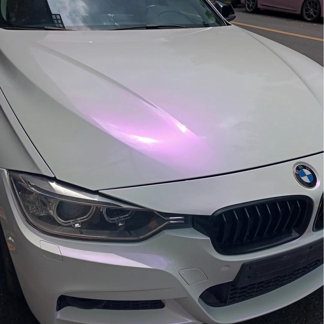 Gloss Metallic Chameleon Diamond Pink White Car Vinyl Wrap