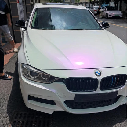 Gloss Metallic Chameleon Diamond Pink White Car Vinyl Wrap
