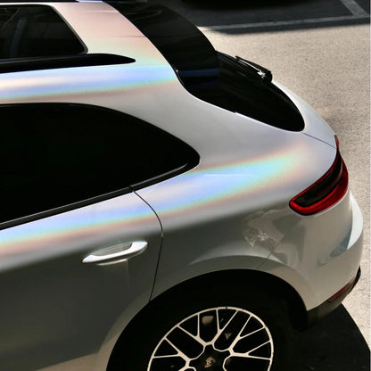Gloss Metallic Rainbow Laser White Car Vinyl Wrap