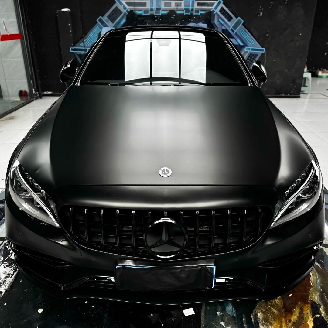Matte Metallic Satin Gold Dust Black Car Vinyl Wrap PET