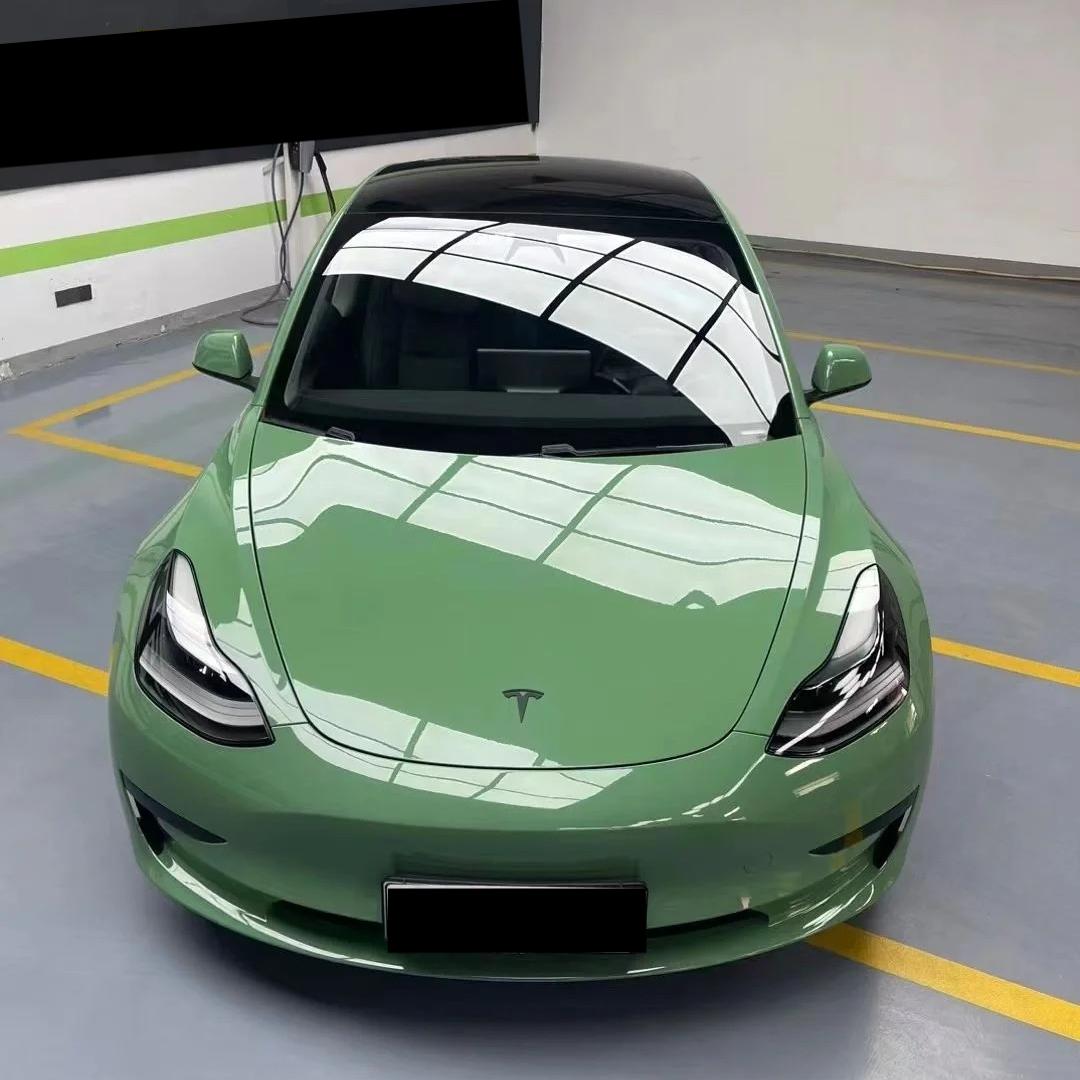 Gloss Porsche Weng Green Car Vinyl Wrap PET