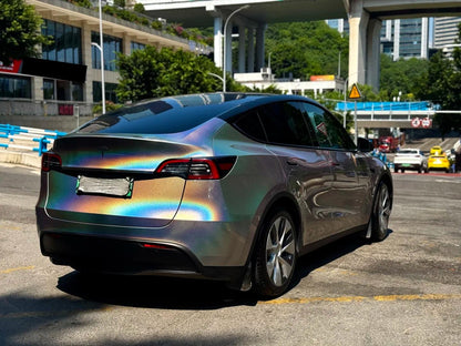 Gloss Metallic Rainbow Holographic Silver Car Vinyl Wrap PET