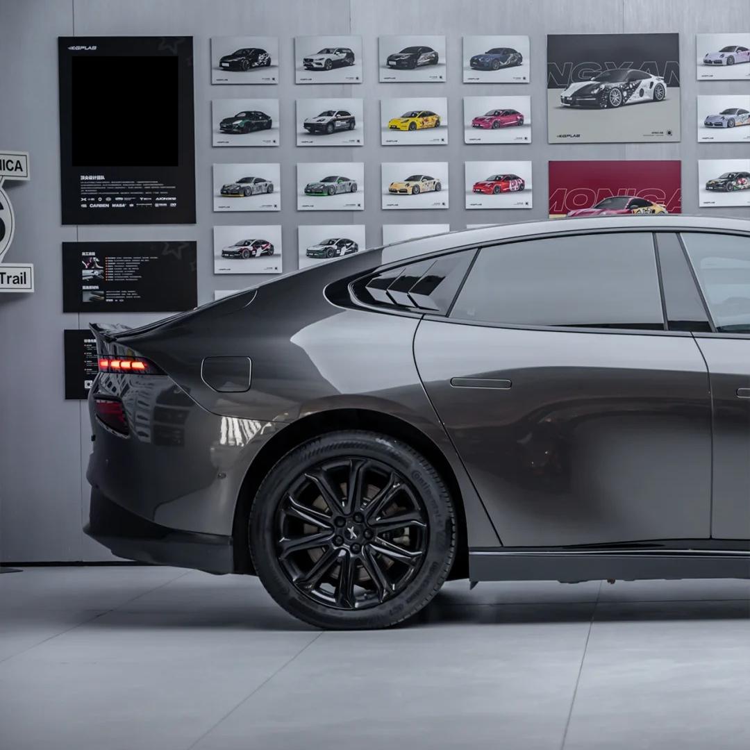 Gloss Metallic Steel Grey Car Vinyl Wrap PET