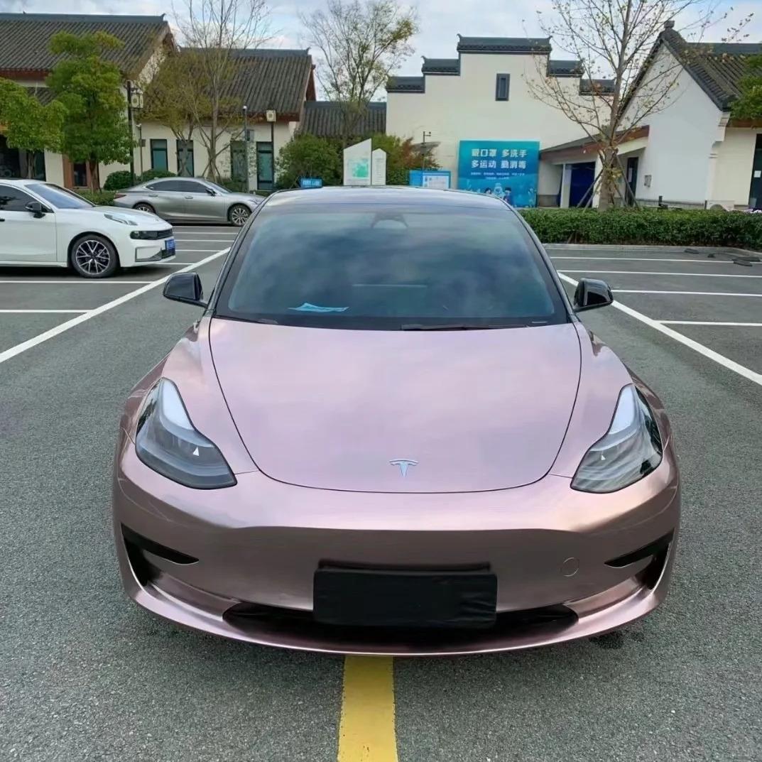 Gloss Metallic Frozen Berry Pink Car Vinyl Wrap PET