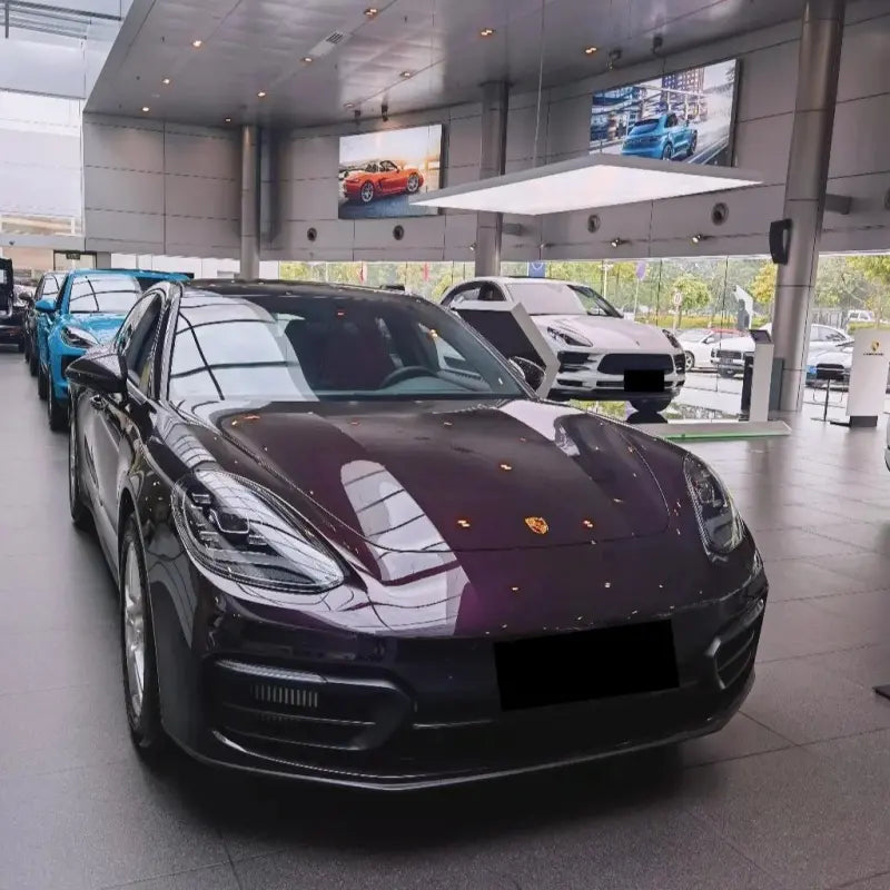 Gloss Amethyst Purple Car Vinyl Wrap Porsche PET