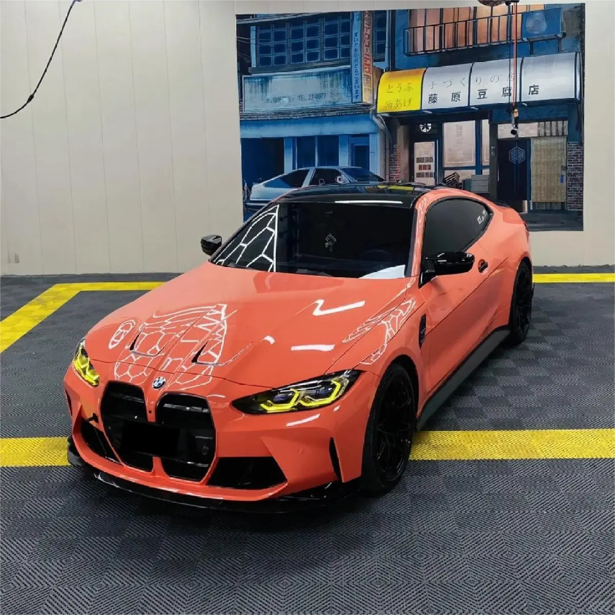 Gloss Coral Orange Car Vinyl Wrap PET