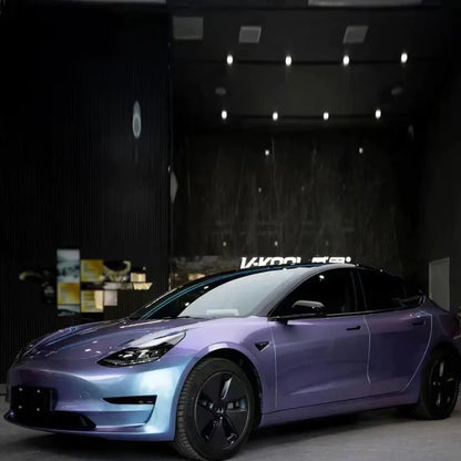 Gloss Metallic Chameleon Grey Purple Car Vinyl Wrap PET