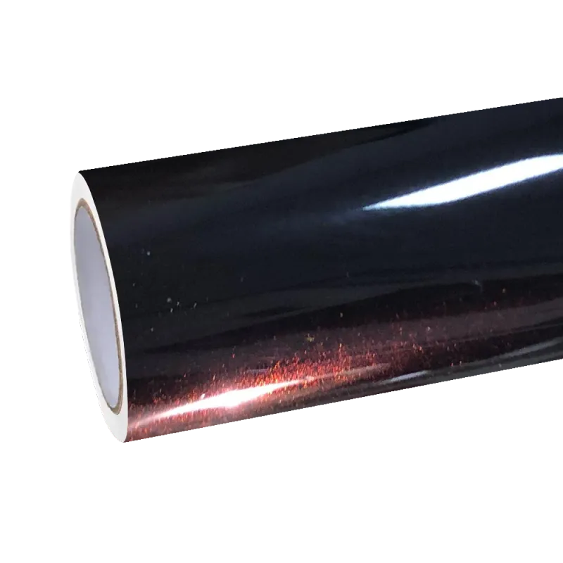 Gloss Diamond Chameleon Black Red Vinyl Wrap