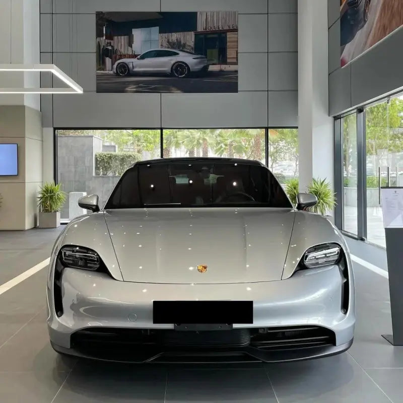 Gloss Dolomite Silver Car Vinyl Wrap Porsche